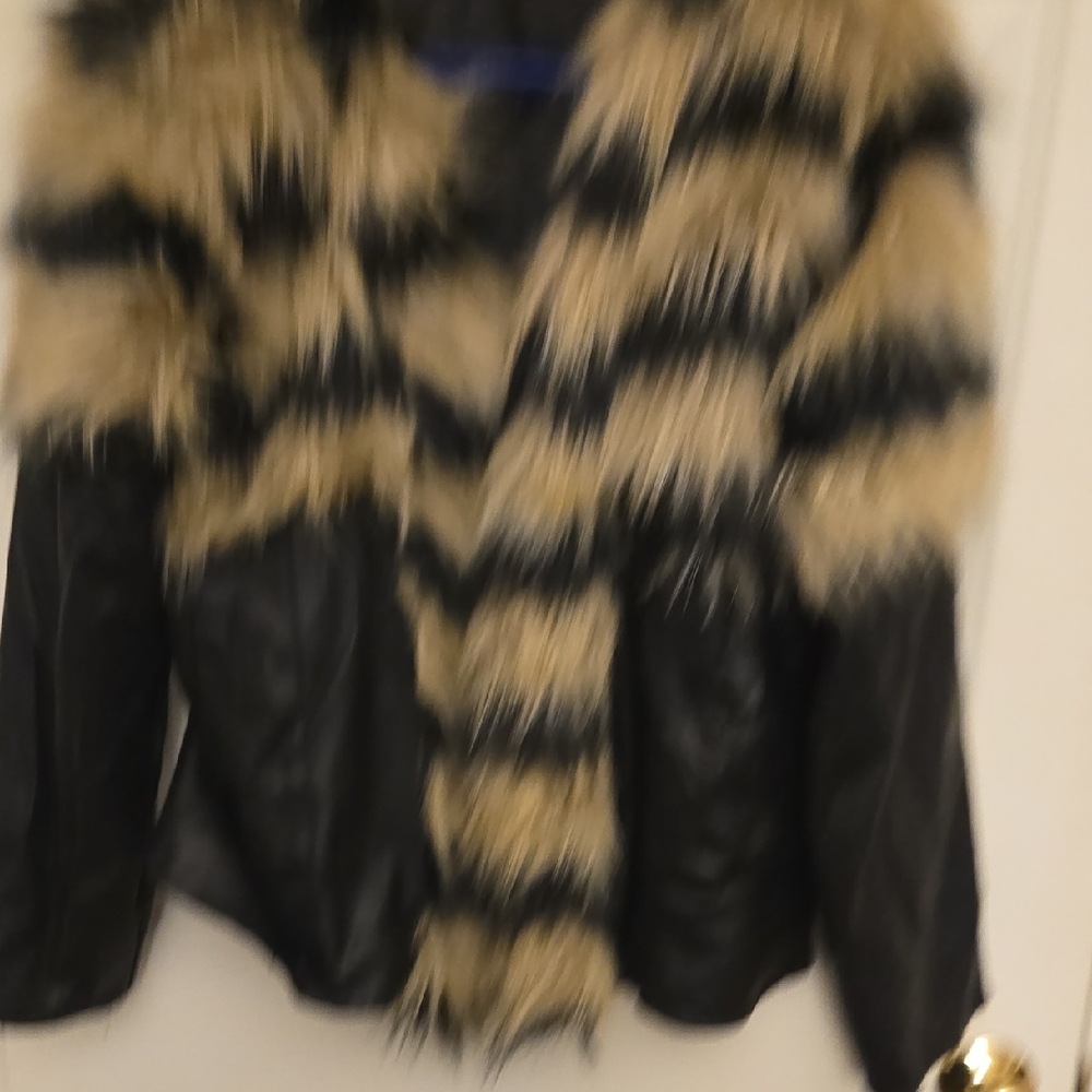 QIYE Faux Fur and Faux Leather Jacket